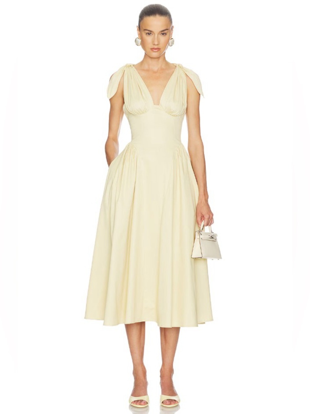 Helsa FairWeather Cream/Butter Back Criss-Cross Midi Dress NWOT